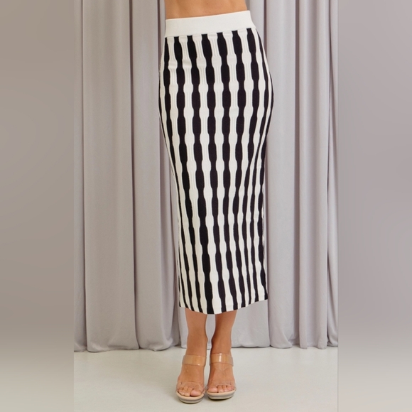 #51198 🛑S,M,L HIGH END Fabulous Knit Stripe Cardigan & Midi Skirt Set - Picture 7 of 8